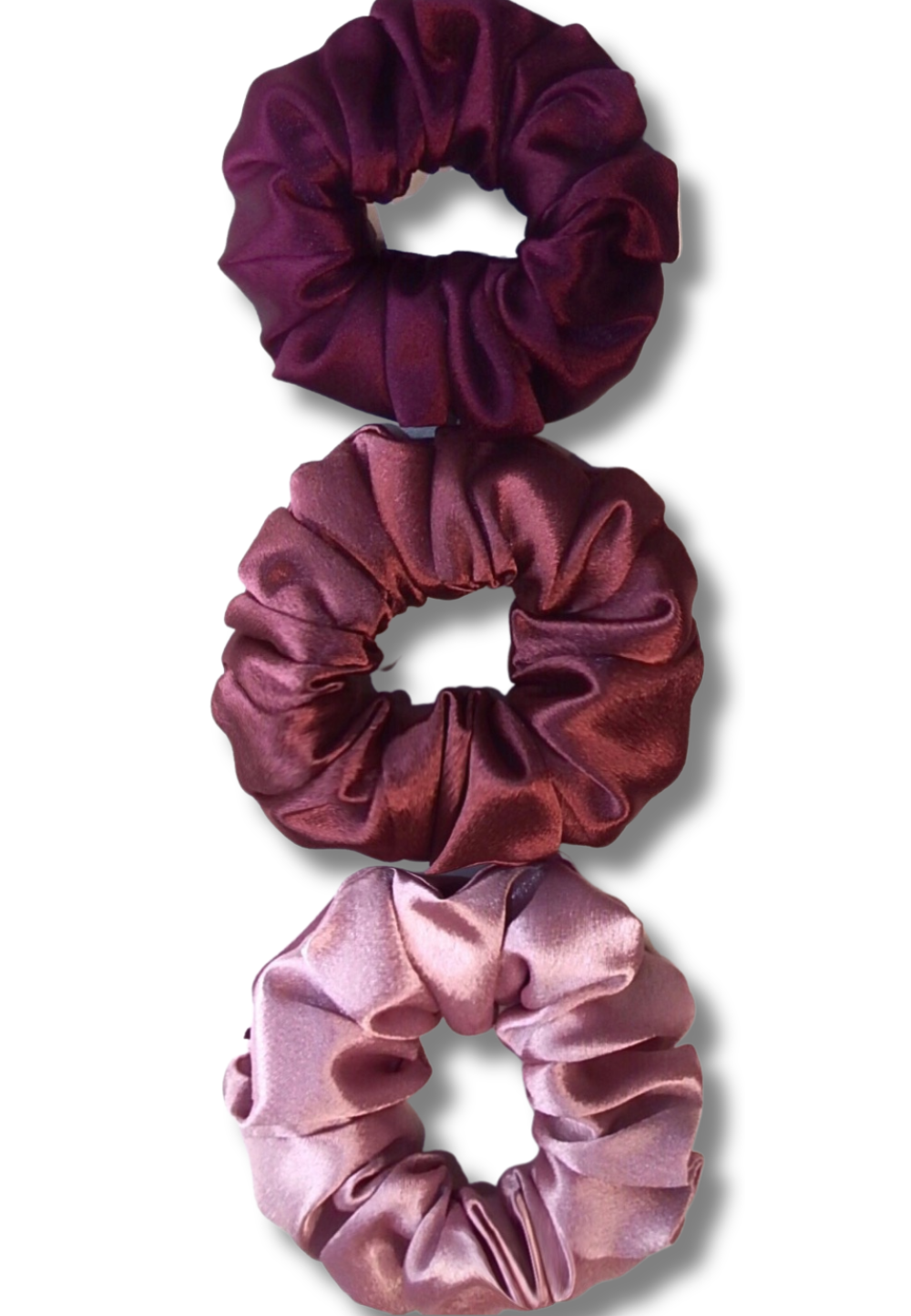 Mulberry, Old Rose & Champagne Silk Scrunchies