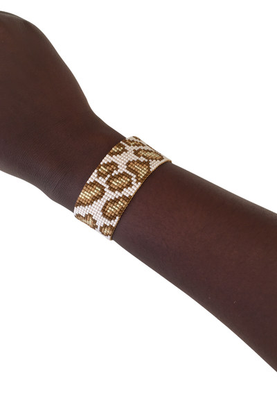 Myuki Glass Bead Bracelet - Cheetah Print