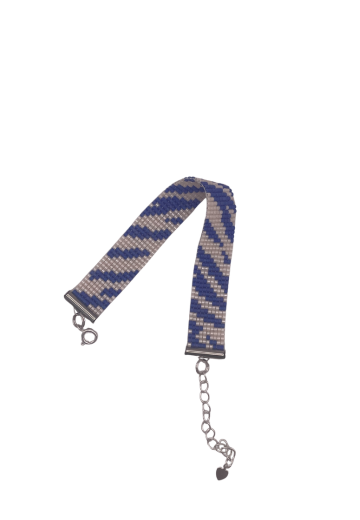 Myuki Glass Bead Bracelet - Blue & White