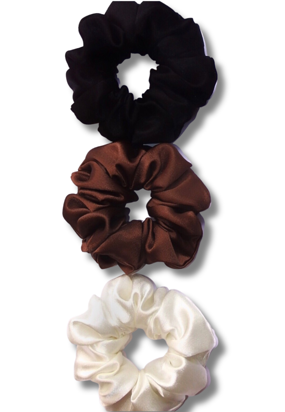 Black, Toffee & Ivory Silk Scrunchies