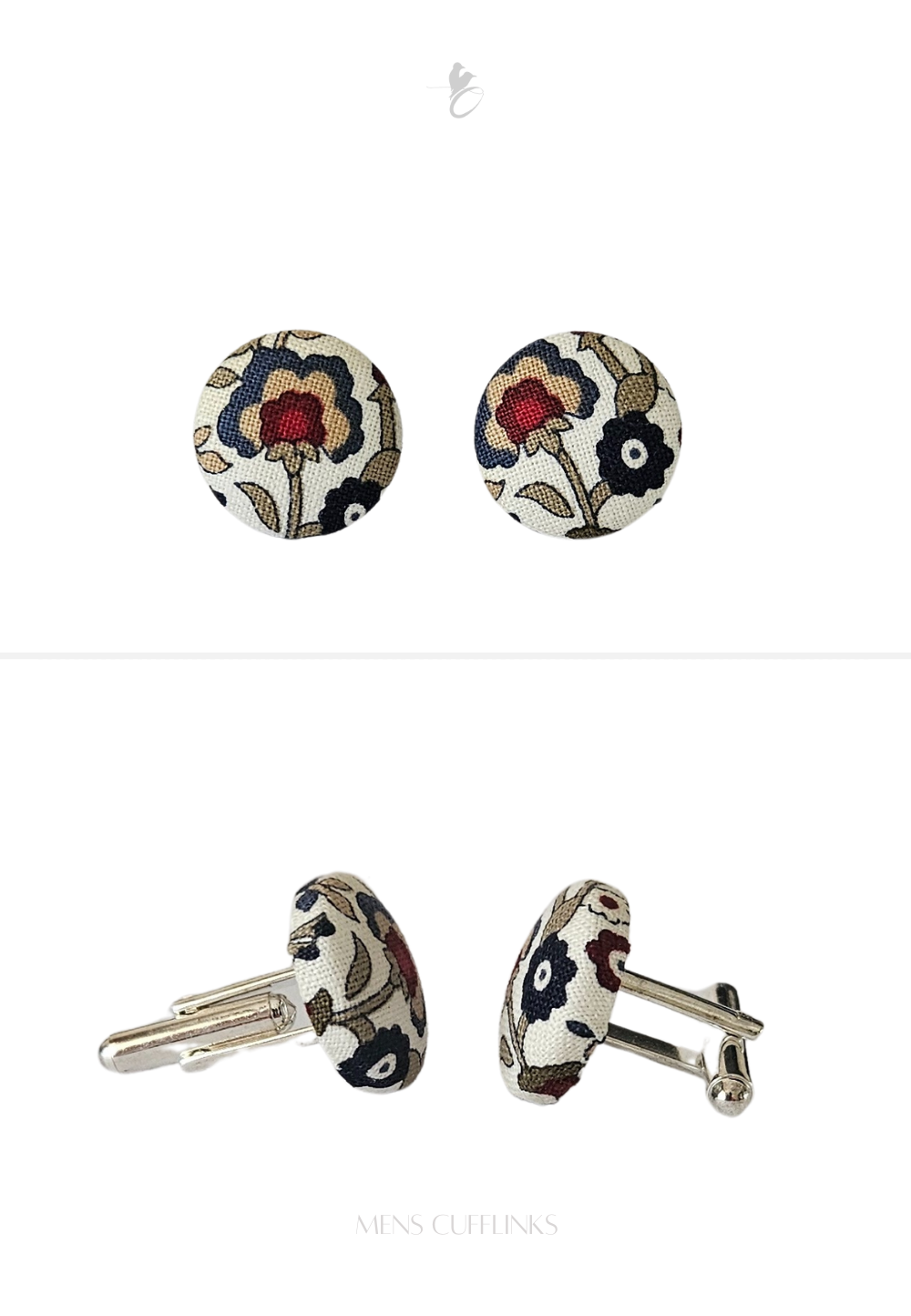 Mens Cufflinks - White Floral
