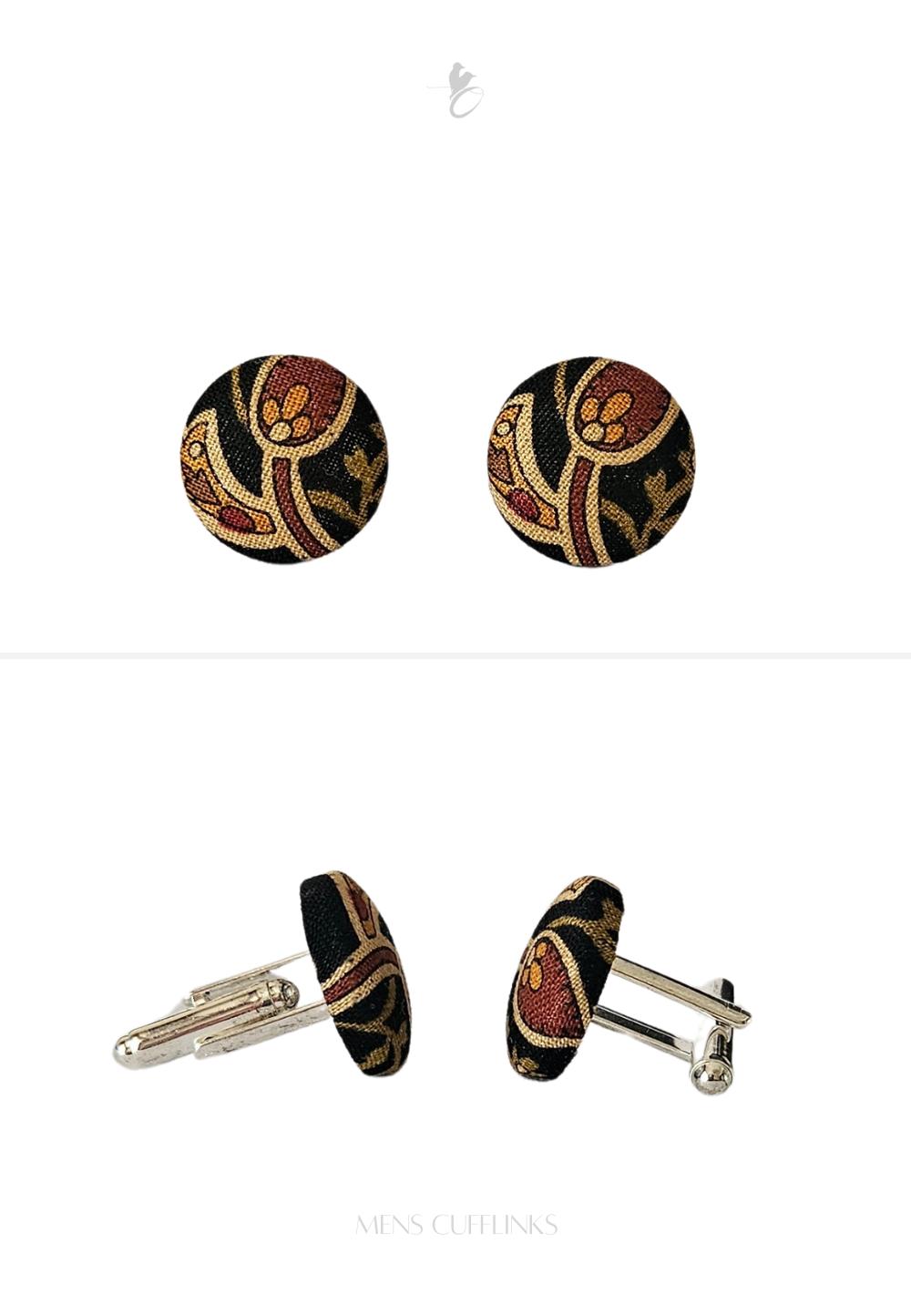Mens Cufflinks - Black Floral