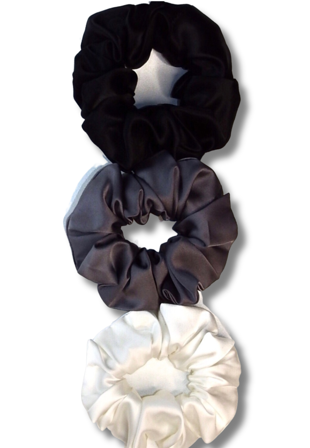 Black, Grey & White Silk Scrunchies