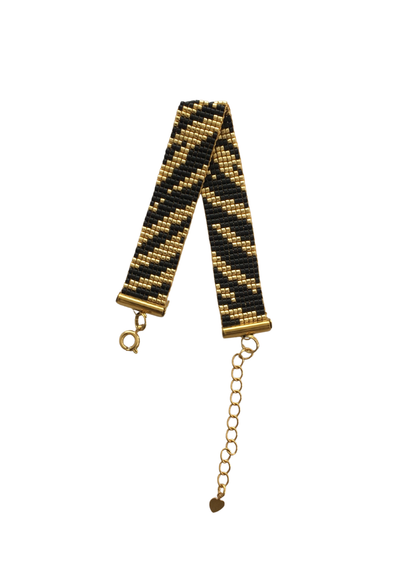 Myuki Glass Bead Bracelet - Black & Gold