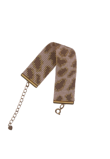 Myuki Glass Bead Bracelet - Cheetah Print