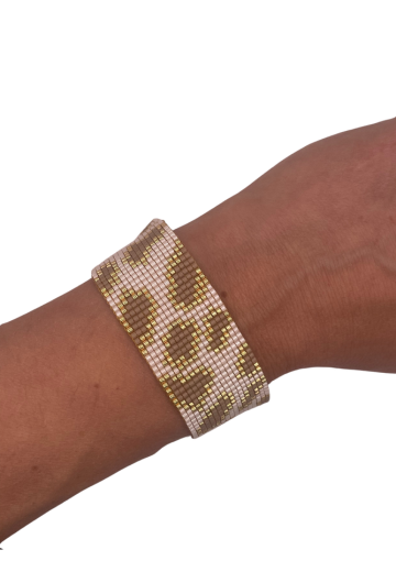 Myuki Glass Bead Bracelet - Cheetah Print