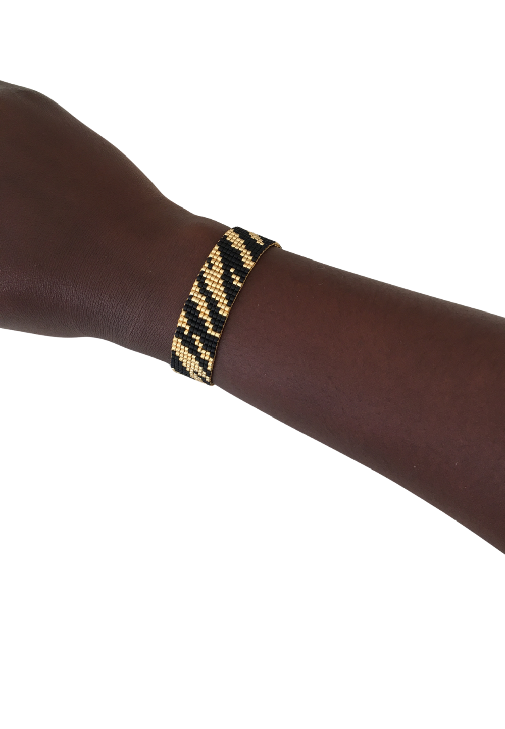 Myuki Glass Bead Bracelet - Black & Gold