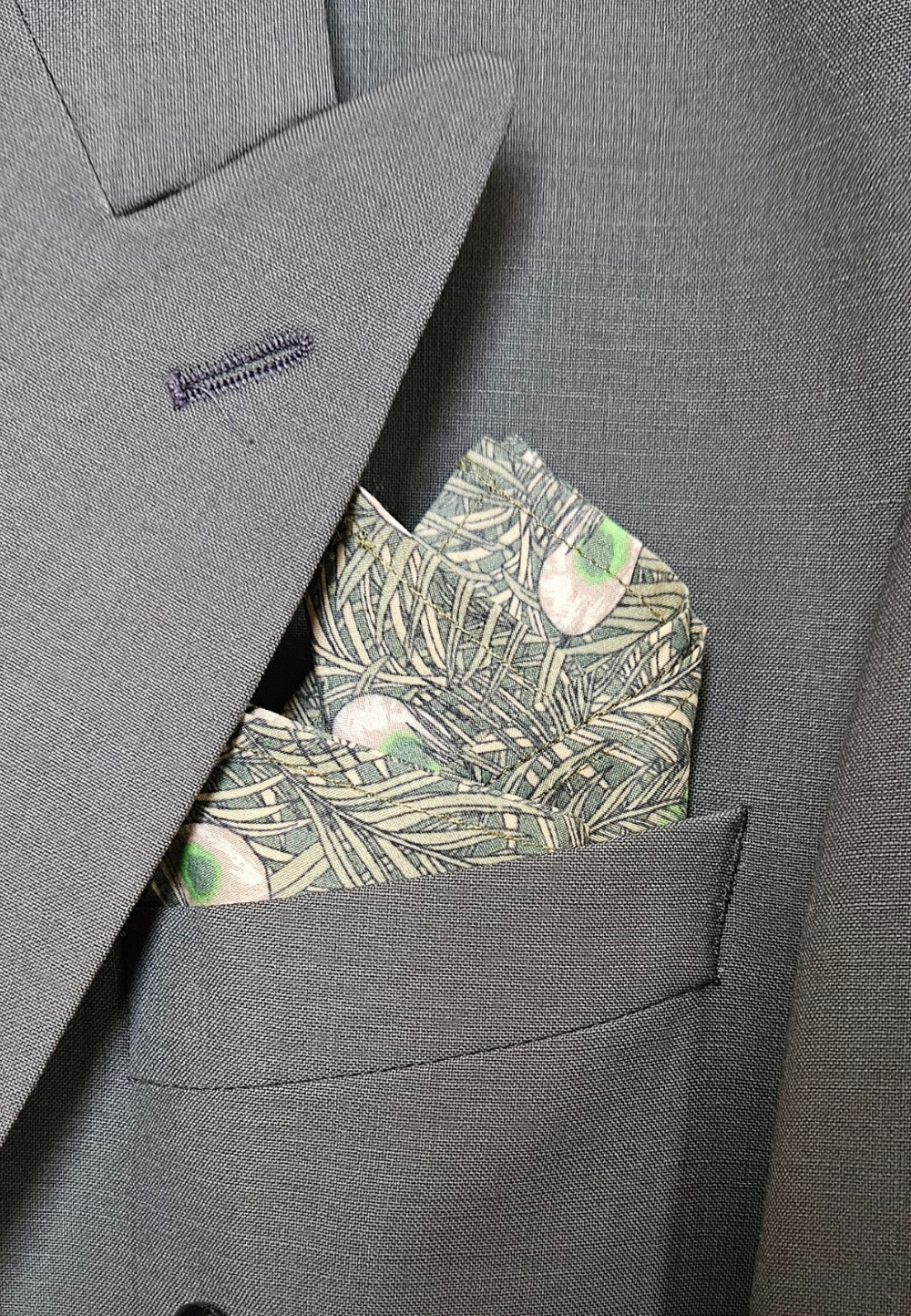 Pocket Square - Green Peacock