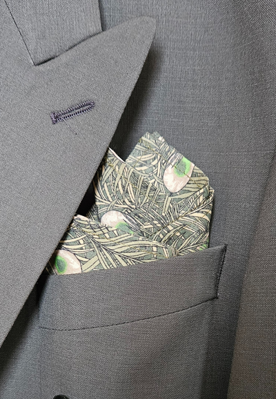 Pocket Square - Green Peacock