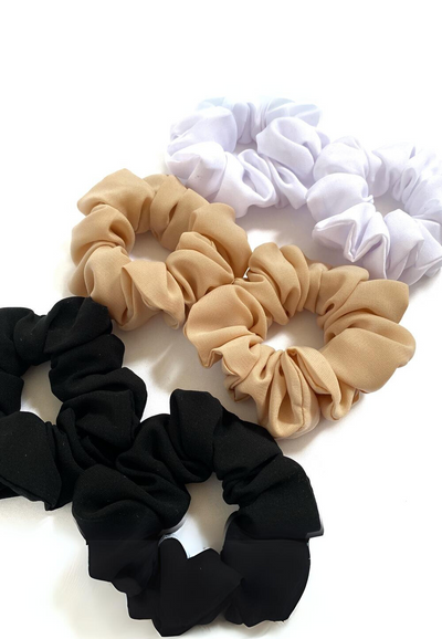 Black, Nude & White Silk Scrunchies