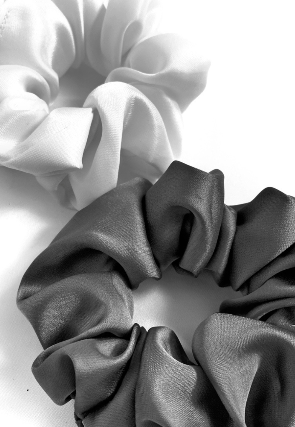 White & Grey Silk Scrunchies