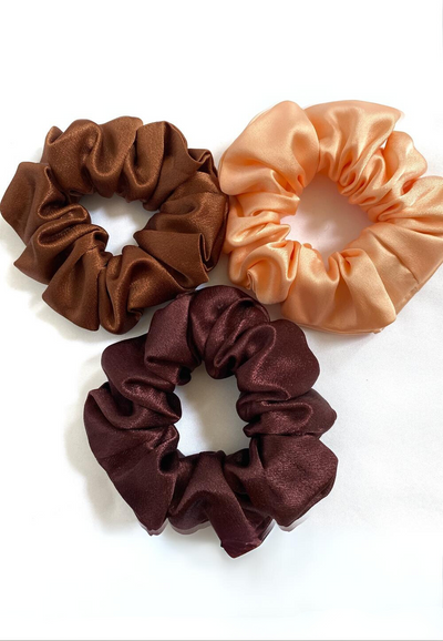 Toffee, Cocoa & Sand Silk Scrunchies