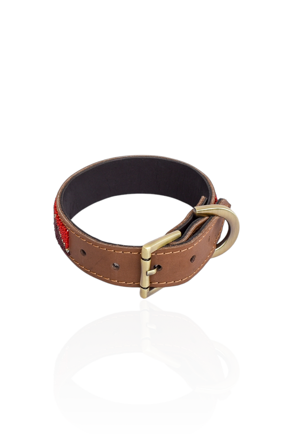Beaded dog collar - Brown