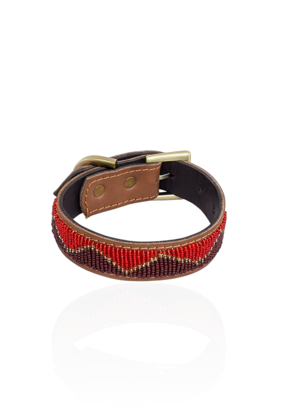 Beaded dog collar - Brown