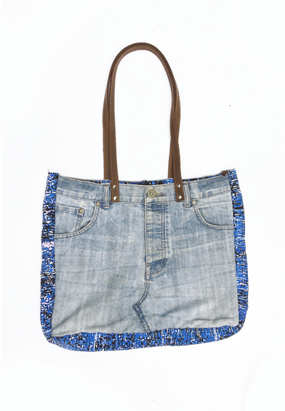 Denim Gusset Tote Bag
