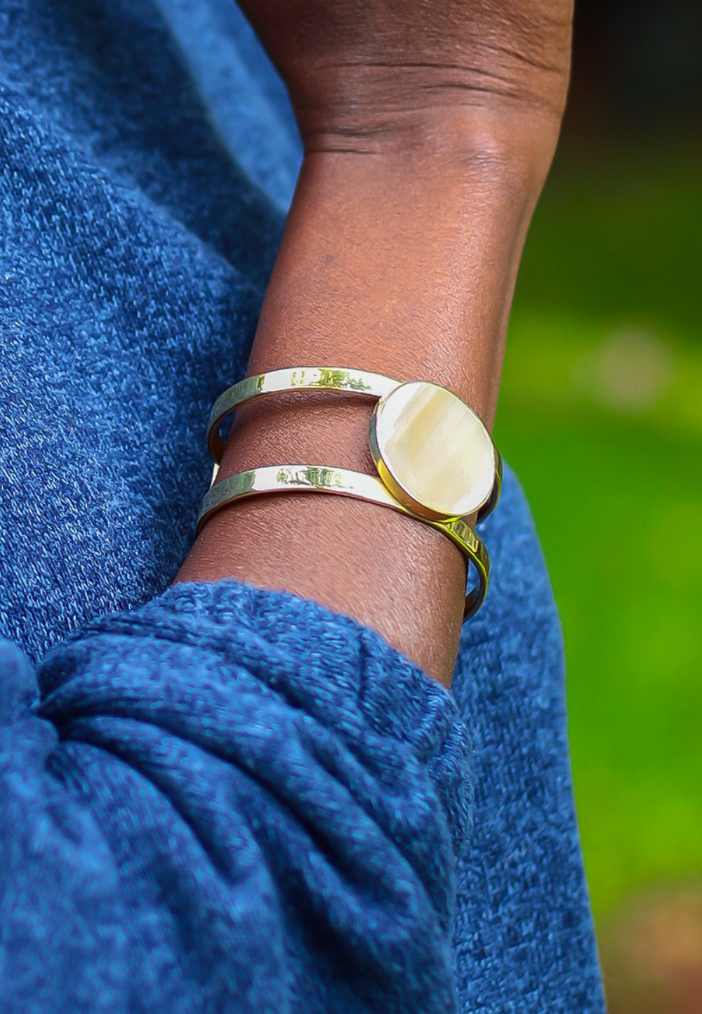 Round Bone Brass Bracelet