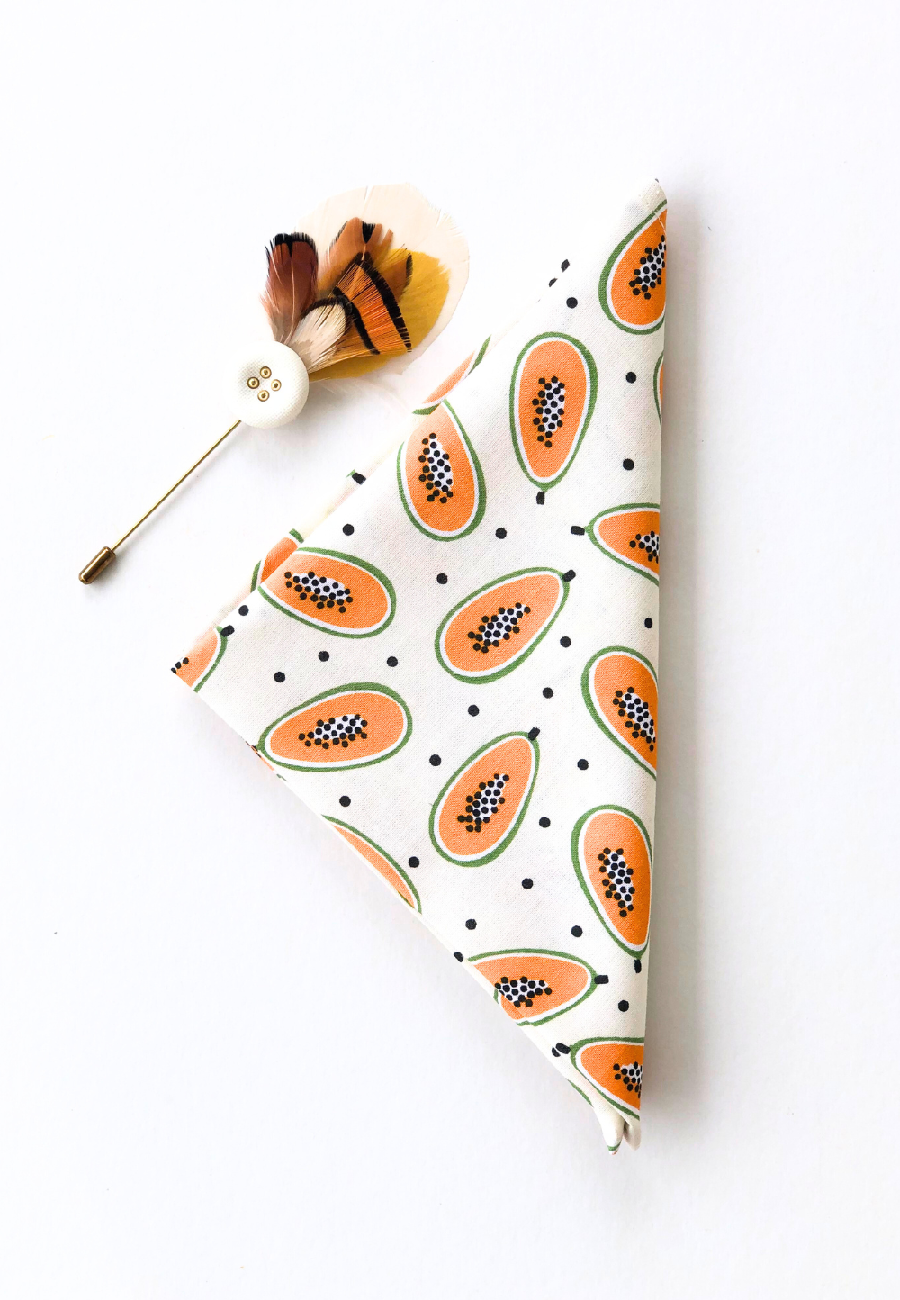 Pocket Square & Lapel Pin Set Papaya