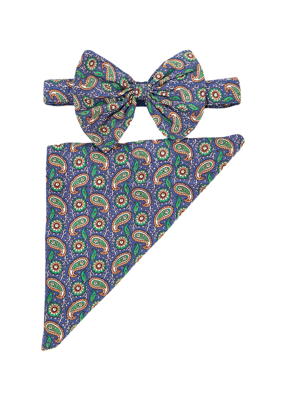 Bow tie and pocket square set Blue Multi