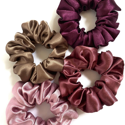 Dolce Mulberry Old Rose & Champagne Silk Scrunchies