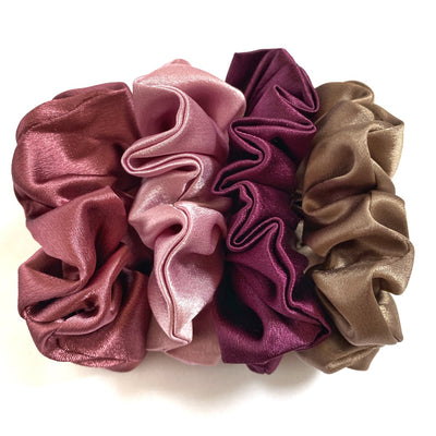 Dolce Mulberry Old Rose & Champagne Silk Scrunchies