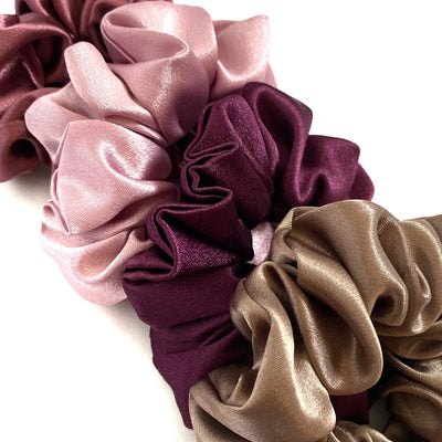 Dolce Mulberry Old Rose & Champagne Silk Scrunchies