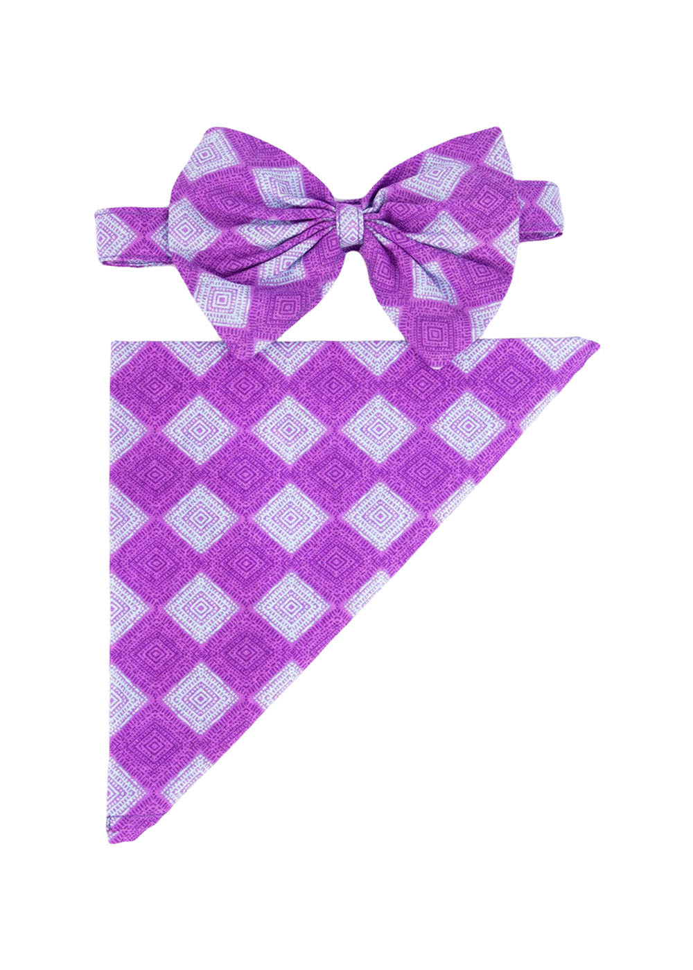 Bow tie and pocket square set Purple Multi